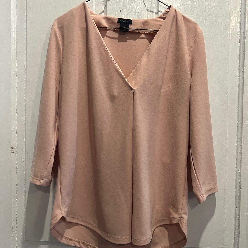 Ann Taylor Factory Blush V-Neck Blouse